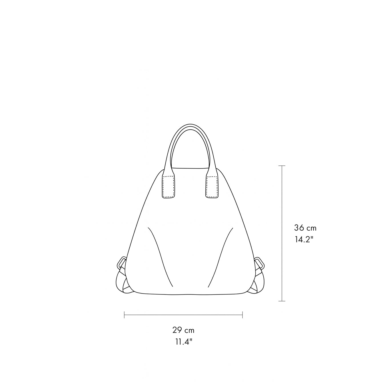 תרשים מידות של תיק גב.